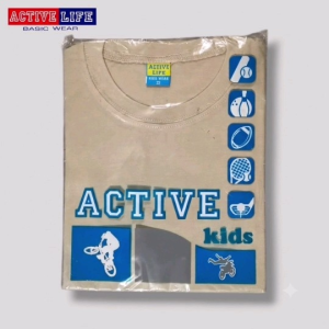 Active Life Kids Plain Mocha Color Round Neck Basic Wear T-Shirt for Boys and Girls