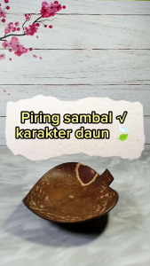 Piring batok Kelapa motif daun / Piring Sambal Batok kelapa