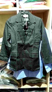 ADBcolection - Setel Jas Blazer Kerja Wanita Motif Garis Salur Lengan 3/4 / Stelan Celana Jas Blejer Cewe Terbaru