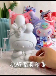 ❣️Msia stock❣️Coin box DIY painting colouring graffiti doll/unbreakable coins bank/kids creative art and craft kuromi Melody/涂色涂鸦扑满存钱罐抖音同款
