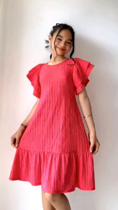 Girls Ruffle Sleeve Dress for Kids | Korean Casual Princess Dress | Soft Elegant Outfit | 7-10 Yrs Old