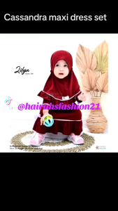 cassy maxi dress with hijab set for Muslim kids fashion