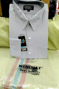 Wendya.T Kemeja Pria Formal Warna Abu Muda✓Kemeja Polos Lengan Panjang