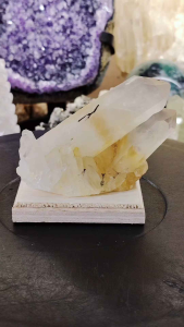 Natural Madagascar Yellow Hematoid Quartz Crystal Cluster Ornament YHC01