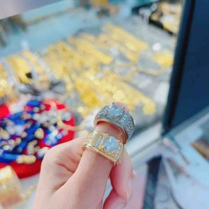 Nhẫn nam mẫu mới gắn đá tấm cz nhân tạp siêu sáng Kami trang sức sỉ