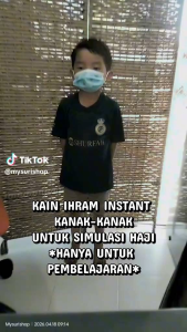 Kain Ihram Instant Kanak-kanak Lelaki Simulasi Haji Cilik Bergetah