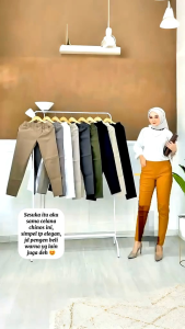 ELIZABETH PANT CINOS WANITA BAHAN TEBAL STRETCH