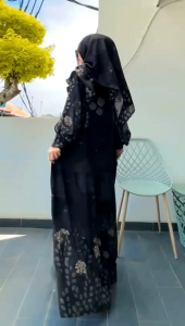 PROMO!! Chatline Dress Set Hijab Gamis Dress Muslimah Wanita Kekinian COD YRSTORE23
