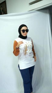 Kaos Wanita Lengan Panjang Reglan // Atasan Wanita Kombinasi