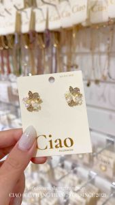 Khuyên tai bông tai mạ bạc S925 thiết kế đính đá hoa lấp lánh Phoenix Ciao