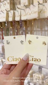 Khuyên tai bông tai mạ bạc S925 hình bướm đôi đính đá tinh tế Charles Ciao