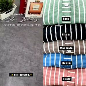 Midi Batwing salur knit wanita terbaru