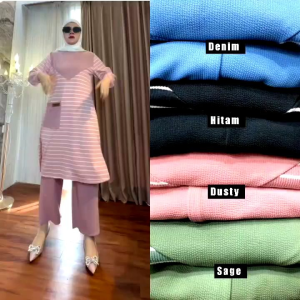 One set Salur wanita bahan knit  terbaru