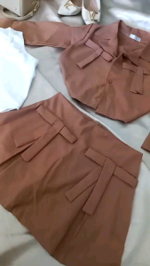 Duchess Wardrobe 2 in 1 set  casual cuit suit long sleeve crop top and mini skirt with Inner short coordinates