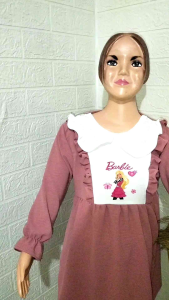 Baju Stelan Crinkle Anak Perempuan Usia 3-8 (One Set Barbie)