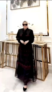 Gamis Muslim Wanita Desta #2 Premium Ori Mudra Collection | Royal Black Mix Dischase Payet | LD 110