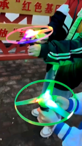 Kids Luminous Flying Disc Propeller Toys LED Lighting Pull String Flying UFO Toy Spinning Top Outdoor Sports Toy Gift