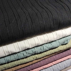kain cringkle knit & cringkle cornskin polyster satukilo muat 5-6 meter kain