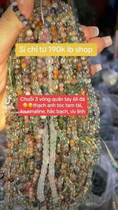 Vòng tay đá thạch anh thiên nhiên 5li kiểu cuốn tay 3 vòng 108 bình an may mắn tài lộc