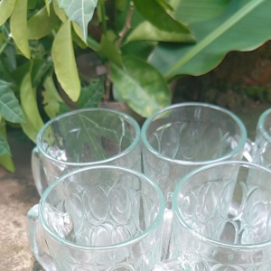 TERLARIS!!! 6 pcs GELAS TEH KACA/GELAS GAGANG KACA/GELAS TEH TEBAL 6PCS