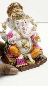 Multicolour Resin Lord Ganesha Figurine ( 5 Inches Pack of 1 ) ml67 st818