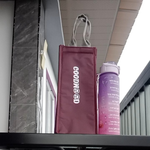 Tas Jinjing Tempat Tumbler/Mug Tempat Botol Minum Kerja Sekolah Kuliaah Traveling Liter Tas Souvenir 12x12x30cm dalem aluminium foil