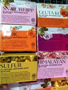 Bar Soap All Natural Soap Sulfur Snail Whipp Gluta kojic Pink Bleach Himalayan Pink Salt 135g