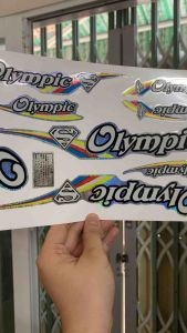 Bộ tem xe đạp OLYMPIC chữ màu trắng hàng nhập Thái Lan chất lượng cao dành trang trí cho tất cả các loại xe đạp tem in lụa màu sắc rất đẹp và bền giá bán cực tốt bán lẻ như bán sỉ
