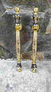 Gagang Pintu Rumah Kuningan Set Kunci Antik Motif Nanas Ukir Kombinasi Gold 44 cm 2 Pcs