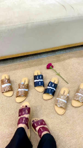 Sandal flat wanita kulit papirut garut model sol aquila