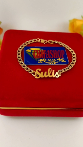 Gelang Nama Sendiri Titanium Lapis Emas Anti Karat