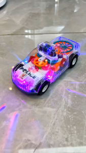 Glowing Transparent Gear Police Car with Music and Flashing Lights for Childrens Toys [Free Battery]