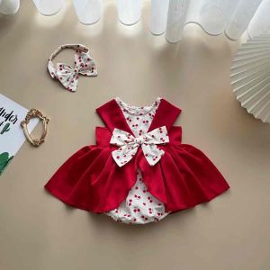 (3-12kg) Body Váy Cherry Đỏ NHÍM XÙ KIDS Cho Bé Gái Sơ Sinh Đầy Tháng Thôi Nôi B001