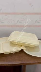 [ISI 25 PCS] CS Bento Box Sekat 3 Cream / Kotak Makanan Bersekat / Wadah Makan Sekali Pakai Premium Berkualitas
