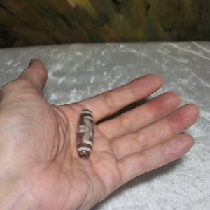 Gegegems Collection 37.6mm Aged Tibetan Dzi pendant special totem 7 Eyes with red spots (with certificate free necklace cord) 藏传老料满朱砂特殊图腾七眼天珠(带证书送项链绳)