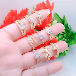Cincin Cantik Simpel Elegan Tembaga Premium Lapis Emas Tidak Mudah Pudar