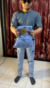 Jeans Lelaki Cargo 6 Pocket Stretchable Slim Fit Acid Wash dengan 6 Pocket dan Rekaan Slim ...