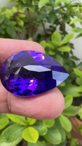 พลอย เพชรรัสเซีย CZ สีม่วงน้ำเงิน รูป PEAR CUBIC ZIRCONIA ink blue violet 20x30 mm มิลลิเมตร 2 pcs 2 เม็ด PURPLE GEMSTONE STONE
