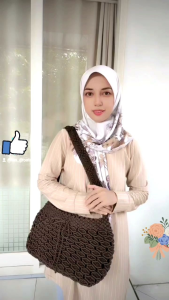 Tas Rajut Tali Kur Besar Tali Panjang Model Terbaru Sling bag Talikur Motif Bunga Melati Tas Rajut Wanita Model Kekinian