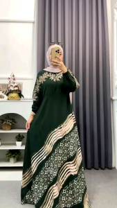 Gamis Terbaru twill rayon premium pekalongan gamis twil batik cap super abstrak - Home Dress Homey Kolase