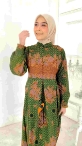 GAMIS BATIK MUSLIMAT NU WANITA SERAGAM PENGAJIAN HIJAU SEDANG TERBARU 2025 JUMBO PREMIUM