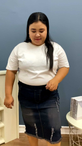 Rok span jeans 7/8 / rok jeans wanita jumbo street / rok jeans pinggang full karet rawis