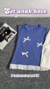 setelan baju anak perempuan variasi pita 1-5 tahun baju kaos dan celana panjang anak perempuan harga grosir