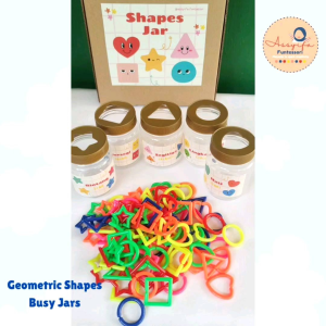 shapes jar | geometric shapes busy jar | mainan sensory mengelompokkan bentuk
