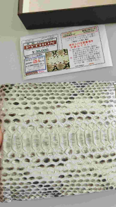 กระเป๋าสตางค์หนังงูแท้ จากญี่ปุ่น พร้อมกล่อง ไม่ผ่านการใช้งาน เรียบหรู มีช่องใส่แบงค์ ใส่บัตร ใส่เหรียญ หนังงูสวยมาก ราคาป้าย58000 เยน