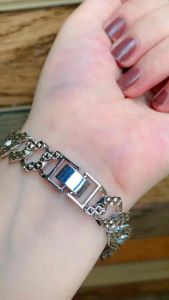 GELANG PERAK925 TITANIUM SILVER MOTIF SISIK KAIT ANTI KARAT PERHIASAN FASHION WANITA ANTI LUNTUR