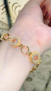 GELANG EMAS TITANIUM GOLD DAHLINA DONAT PERMATA XUPING ANTI KARAT WANITA 2024