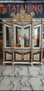 (WAJIB BACA DESKRIPSI) ALMARI TUMPUK HIAS TROMPET KAYU JATI FINISHING LEMARI UKIR MEWAH RAK LEMARI RUANG INTERIOR ELEGAN MURAH TATANING FURNITURES JEPARA