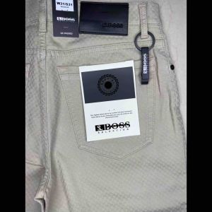 Jeans Stretch Pria BOSS SELECTION Katun Warna Cream Kotak -RegularFit
