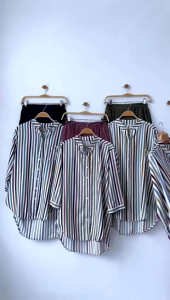 ATASAN WANITA KEMEJA ONESET RAINBOW SET SHAKILA BUSUI FRIENDLY MOTIF SALUR
